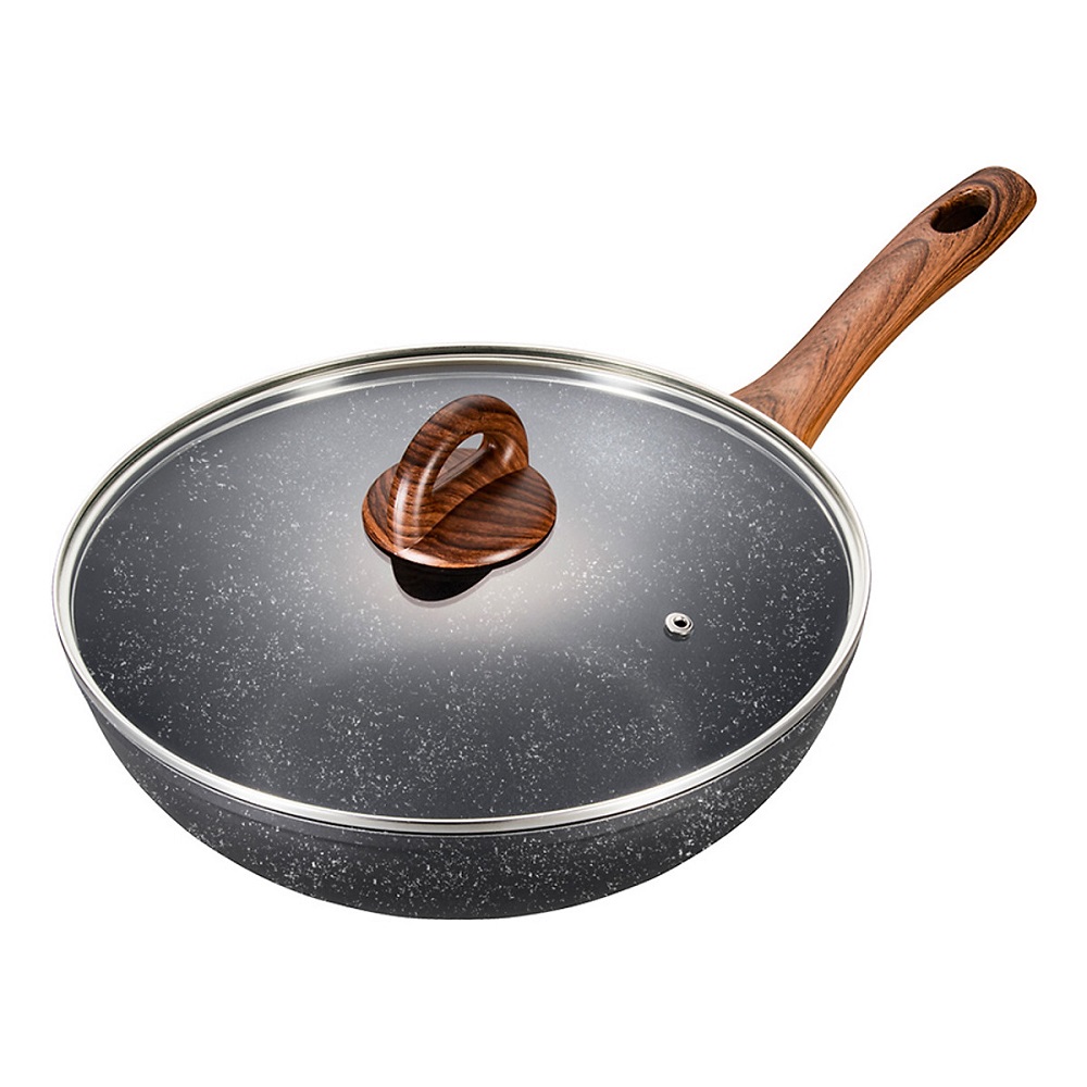 Chảo chống dính Lock&Lock sâu lòng Baum Marble LBU1285 28cm, LBU1305 30cm - Hàng chính hãng, dùng được bếp từ, tay cầm cách nhiệt - JoyMall