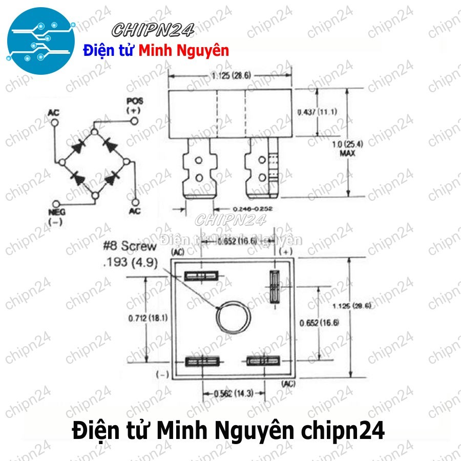 [2 con] (F57) Cầu Diode KBPC1510 15A 1000V (15A vuông) - HH002892