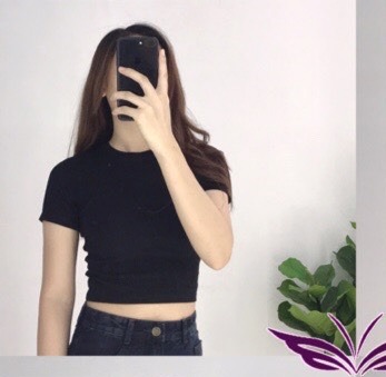 [HCM]Áo croptop cổ tròn tay ngắn