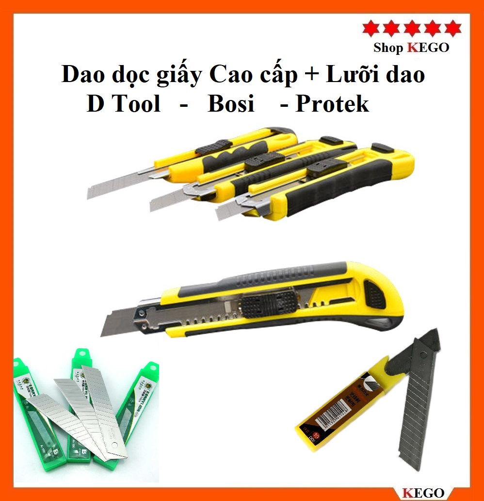 Dao Rọc Giấy Bosi,Protek Size Lớn Lưỡi 18mm Cao Cấp