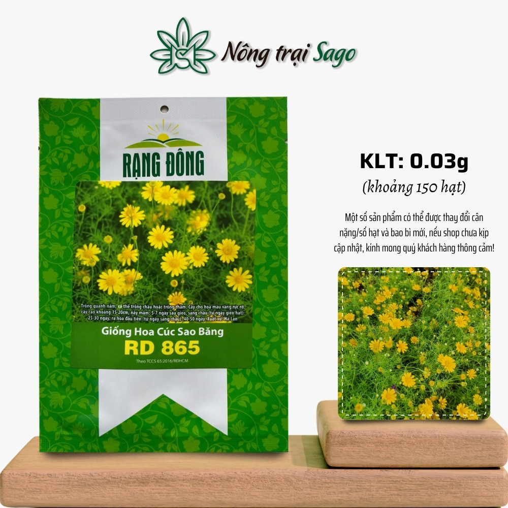 Hạt giống Hoa Cúc Sao Băng Rd 865 (0,03g~150 hạt) thân lùn, có thể trồng thảm hoặc chậu nhỏ, trồng quanh năm, hiệu Hạt giống Rạng Đông - Nông Trại Sago