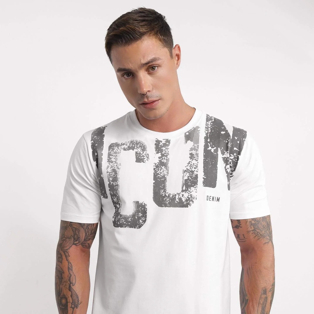 LUCKÁo Thun Nam Cotton ICON DENIM Regular Form Text Printed ATID0054
