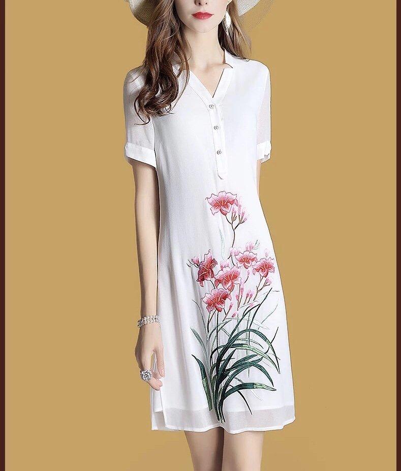 Đầm suông in hoa cao cấp