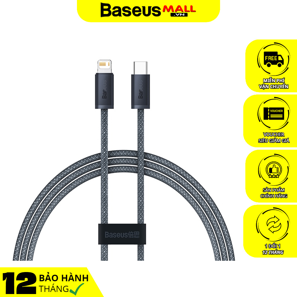 Cáp Sạc Baseus Dynamic 20W Type-C to Ln | Sạc Nhanh PD, Bện Dù Chống Gãy Gập