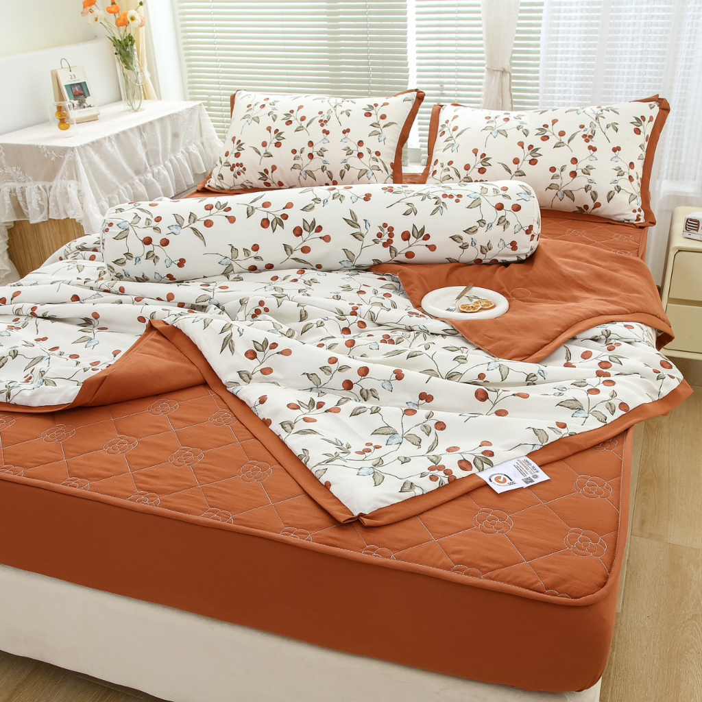 Set đũi Hàn nhập khẩu chăn ga trần 5 món