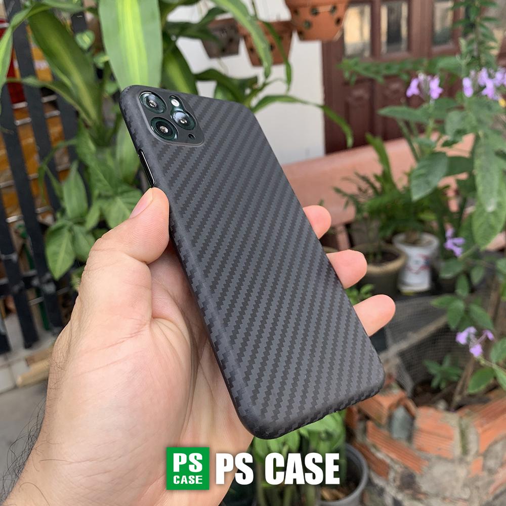 Ốp lưng siêu mỏng, vân carbon dành cho iPhone 11 Pro - Màu đen - PS Case Phân Phối