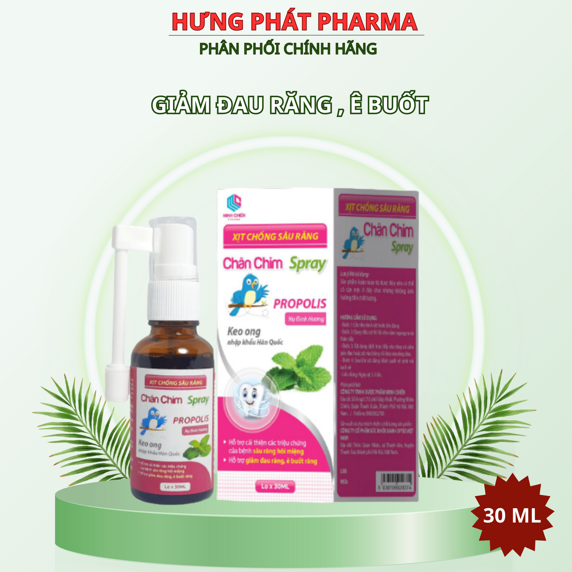 Xịt chống sâu răng Chân chim Spray - giảm đau răng , ê buốt (Lọ 30ml )