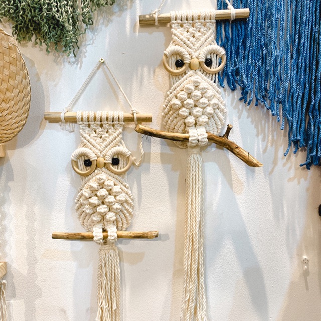 Cú macrame treo tường khang trí nhà