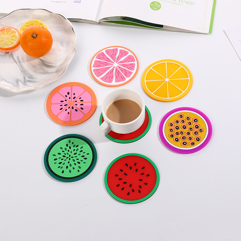 Miếng lót cốc silicon hình hoa quả tươi mát (9cm) - Miếng lót ly trái cây dễ thương
