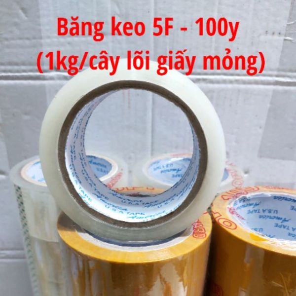 [HCM]Băng keo 5F -100y (siêu dính 1kg/cây 6 cuộn) giá 1 cuộn.