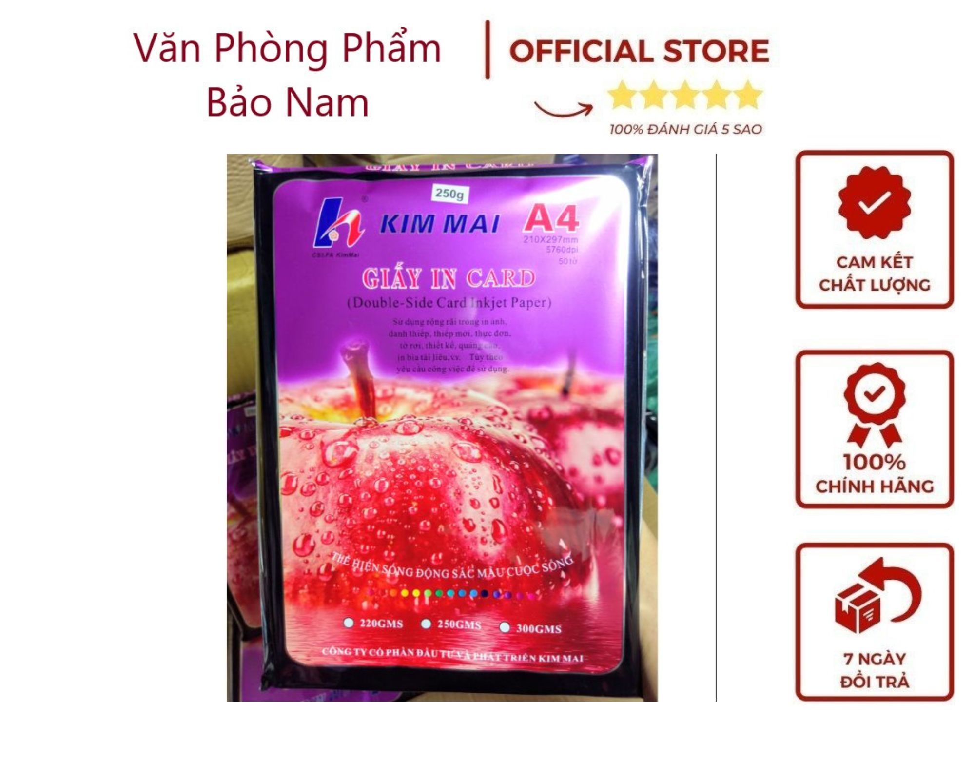 Giấy in card kim mai đl 250g - a4
