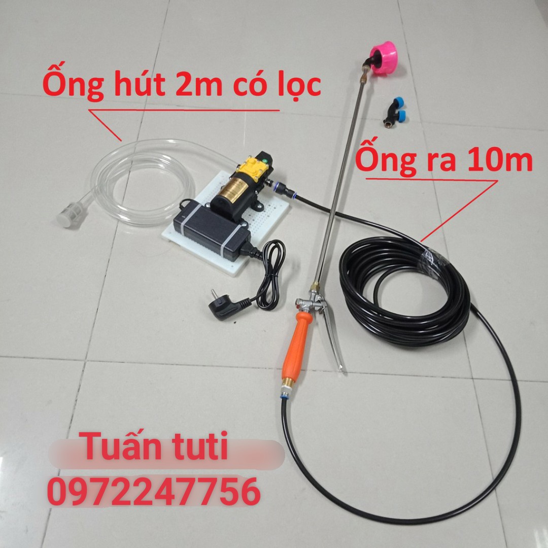 [Đã ráp] Bộ phun thuoc, tưới cây, tưới lan, phân bơm đơn Việt nhật, sinleader 7lít/p dùng dây 8mm rửa xe, rửa máy lạnh