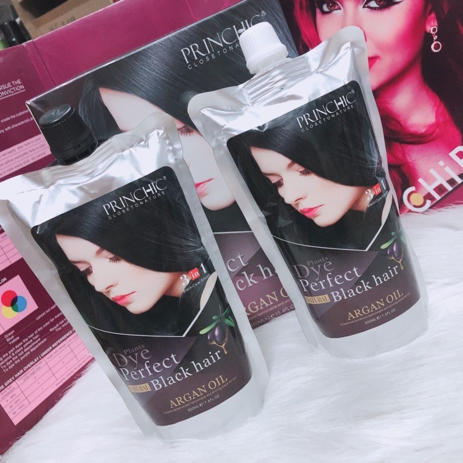 Nhuộm đen tóc phủ bạc princhic không dính da đầu 500mlx2