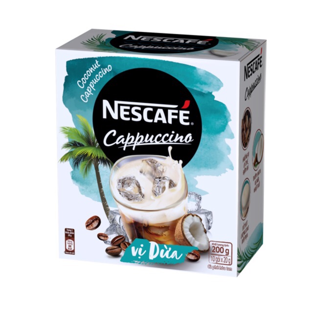 cà phê nescafe capuchino dừa hộp 10 gói *20 gram