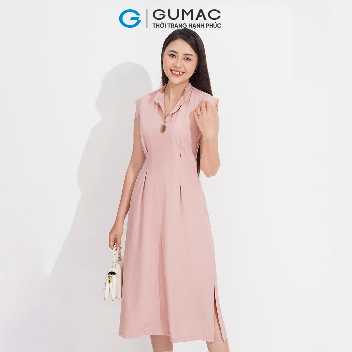 Đầm nữ A xếp ly eo GUMAC DD05053