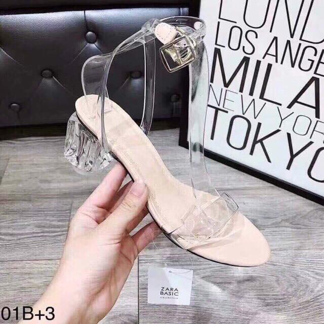 Sandal quai trong chất da đế trụ 5p siêu đẹp