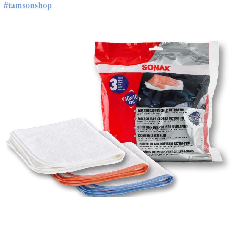 Khăn Lau Ô Tô Sonax Microfibre Siêu Sợi Mềm Mịn (3 Chiếc)