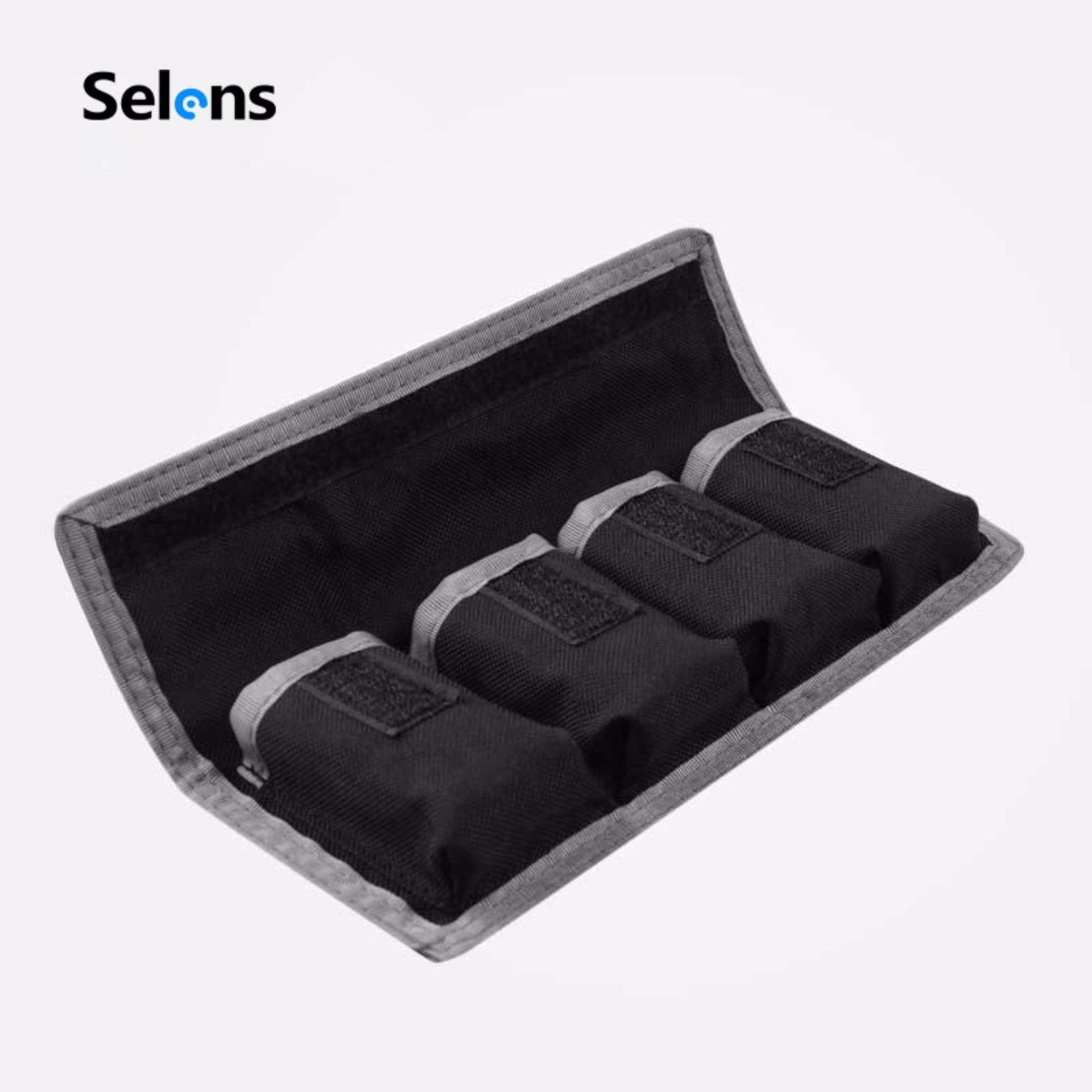 Selens Lithium Battery Storage Pouch for Canon LP-E6 LP-E8 Sony NP-FW50 EN-EL14 EN-EL15 4 Pockets Waterproofed Nylon Bag