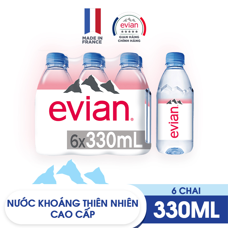 Lốc 6 chai nước khoáng thiên nhiên Evian 330ml 330ml x 6