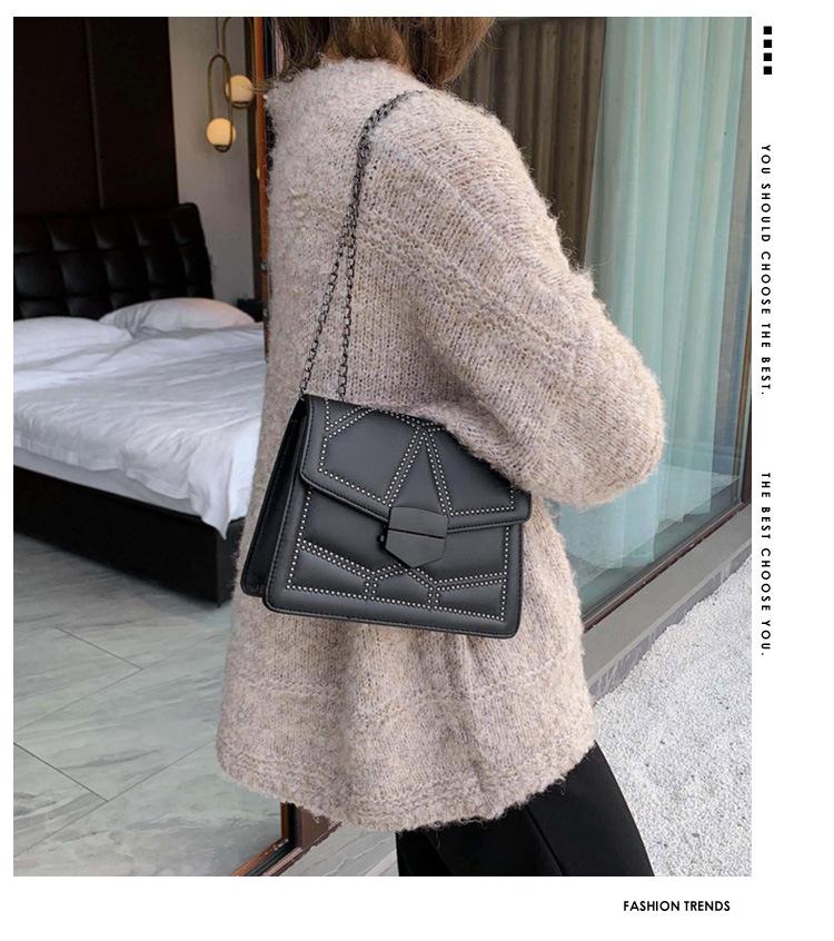 Luxurious Leather Handbag with Stones in Korean Style