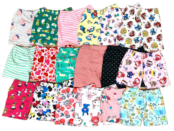 Quần chục bé gái vải bozip xuất dư mềm mịn 06-17kg - quần short bé gái