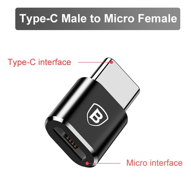 Đầu chuyển jack chuyển  đổi từ micro usb sang type c Baseus cho điện thoại androi