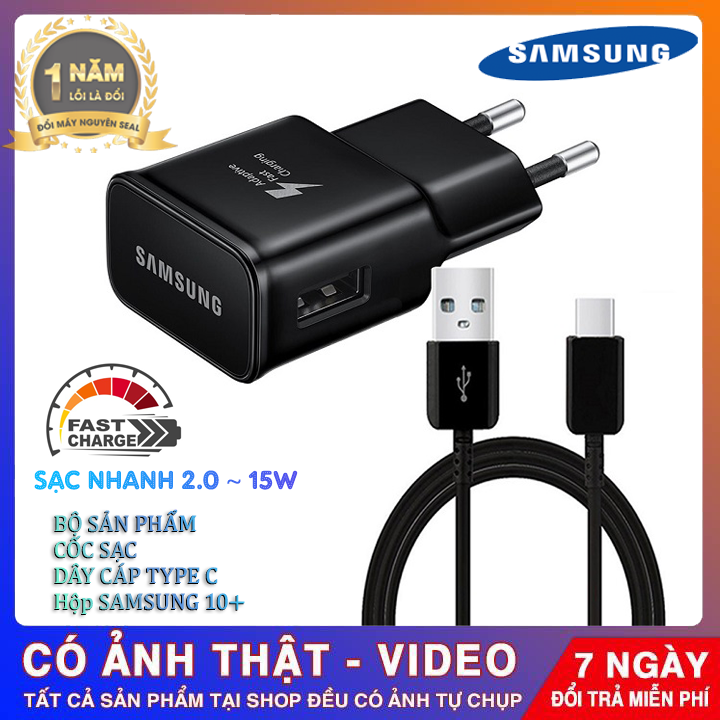 Cốc sạc nhanh type C SamSung dành cho tất cả các dòng android , Sạc điện thoại type c , cục sạc samsung type c hỗ trợ sạc nhanh 2.0 ~ 15W , cáp sạc nhanh , tặng cáp sạc type c ,cáp sạc sam sung ,cục sạc xiaomi , cục sạc oppo