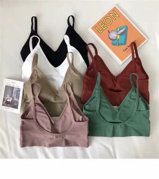 Áo bra 2 dây cổ V bo gân thoáng khí