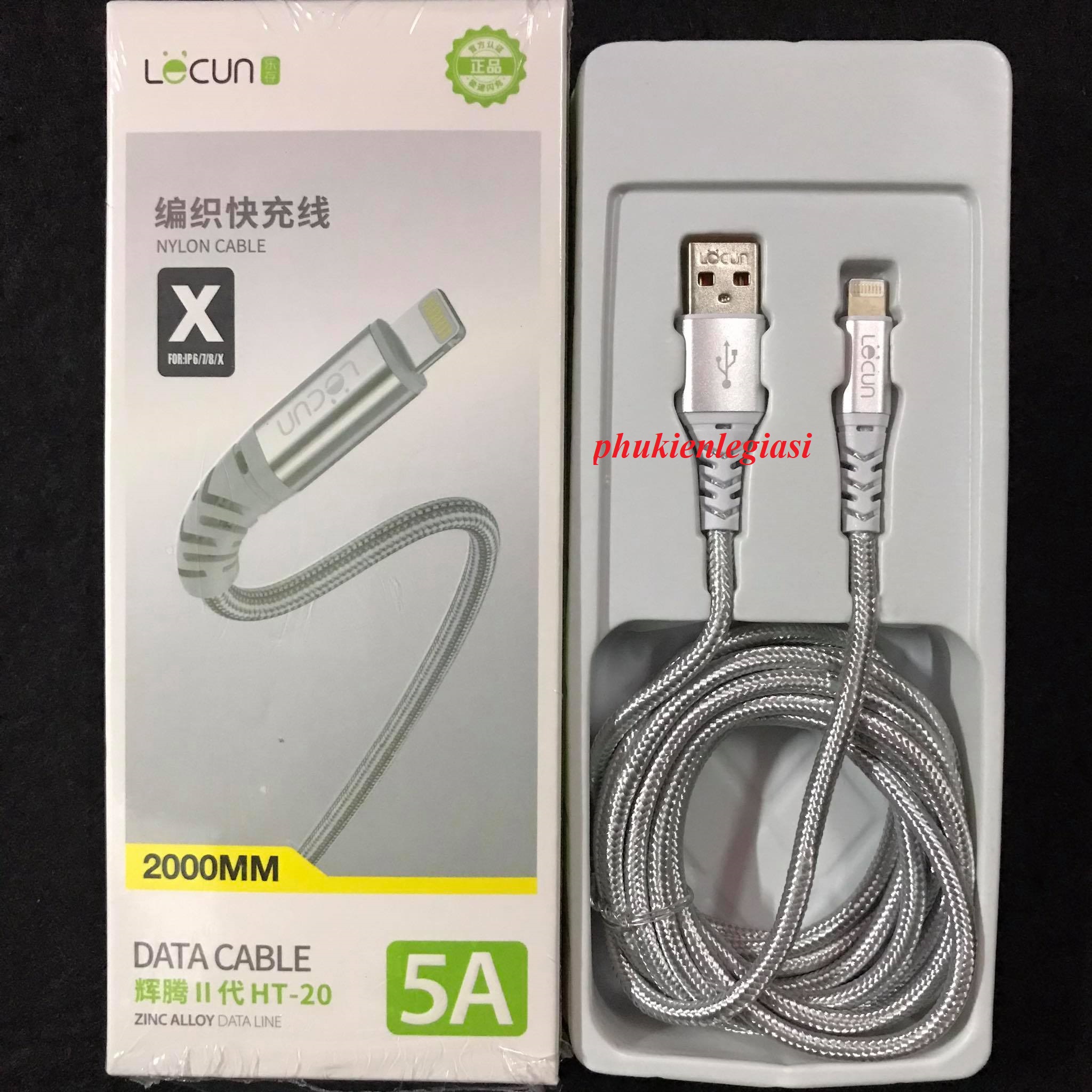(Loại tốt)Cáp Iphone dài 2M Lecun dây dù GS20 HT20