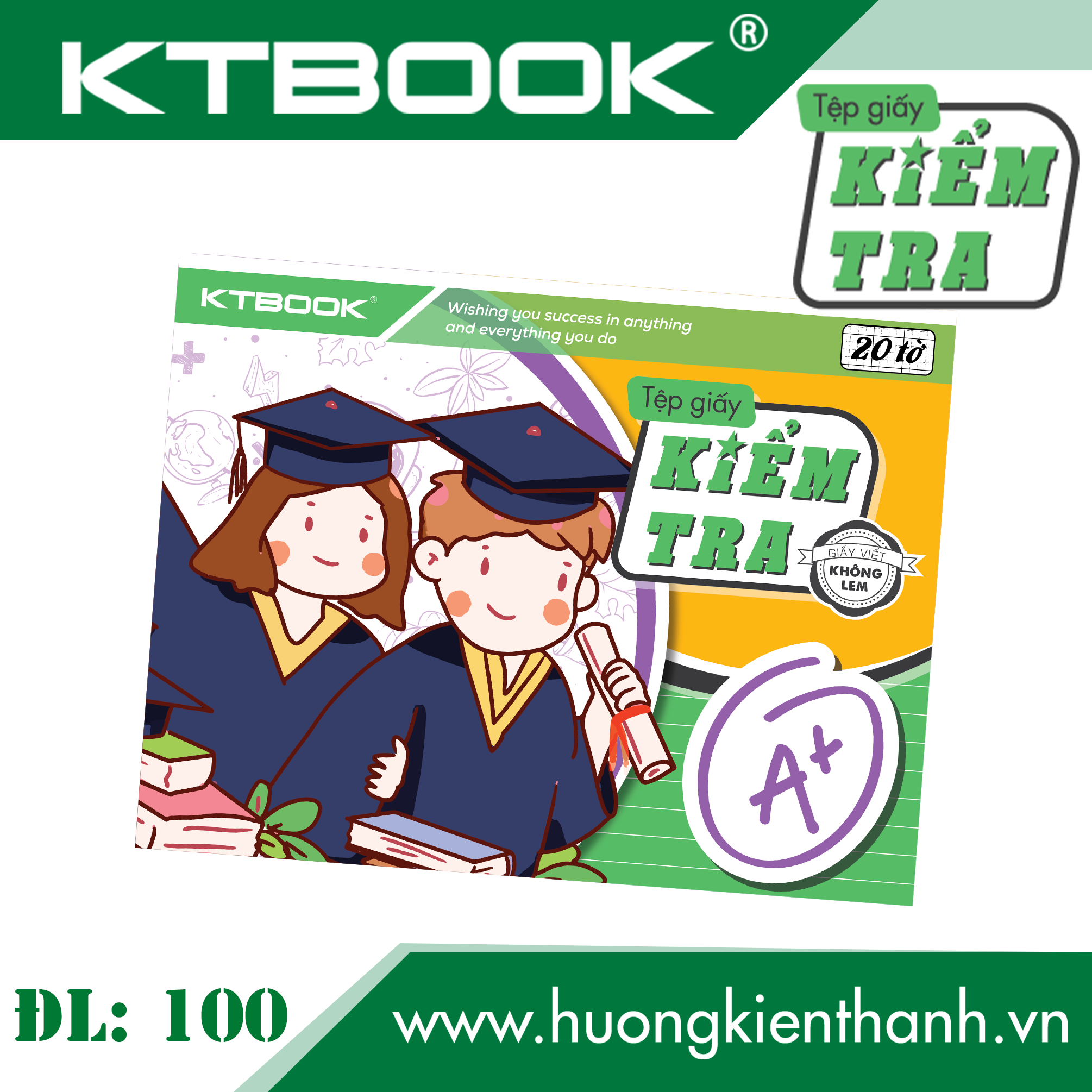Gói 10 cuốn Tệp giấy kiểm tra cao cấp ĐL 100 giấy trắng viết không lem