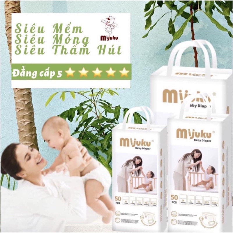 Tã bỉm myjuku freeship dán/quần đủ size s100m100l100xl100xxl100xxxl100