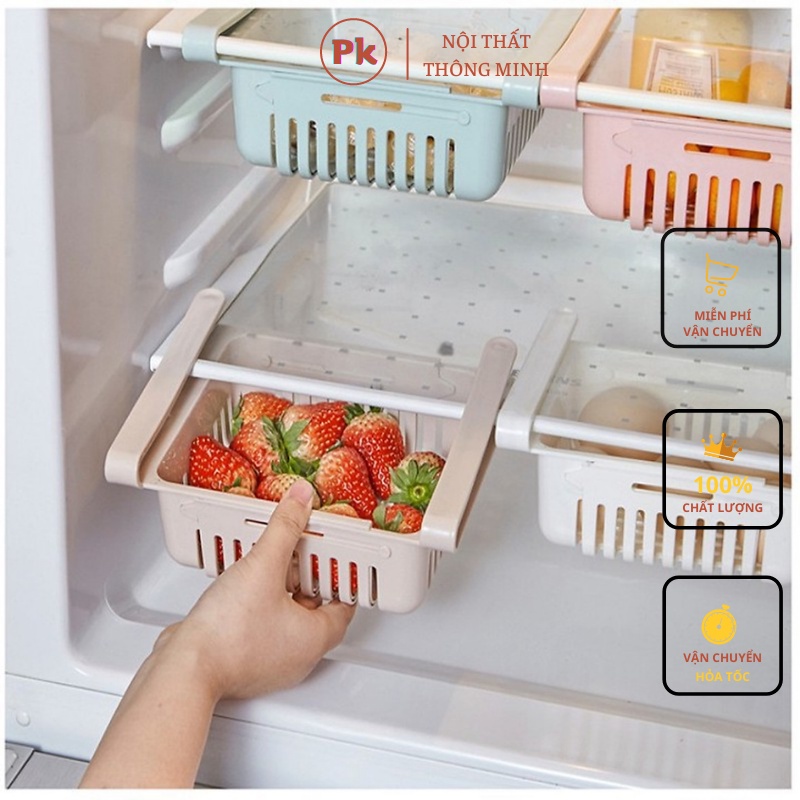 Khay nhựa kéo co dãn đựng thức ăn tủ lạnh, khay đựng thực phẩm tủ lạnh