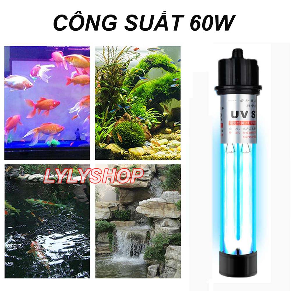 High-grade 60W Sterilization King UV Lamp, which kills algae, disinfects fish tanks, aquariums, and ultra-clean aquariums (White)