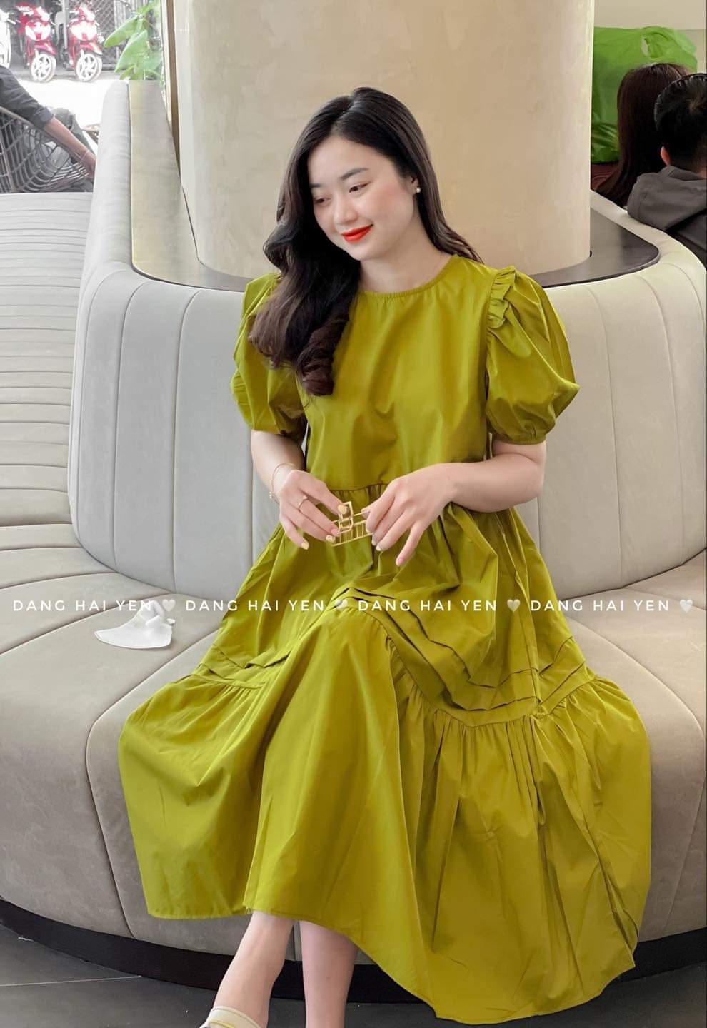 Đầm bầu mùa hè - váy bầu dáng suông thắt eo lịch sự trẻ trung