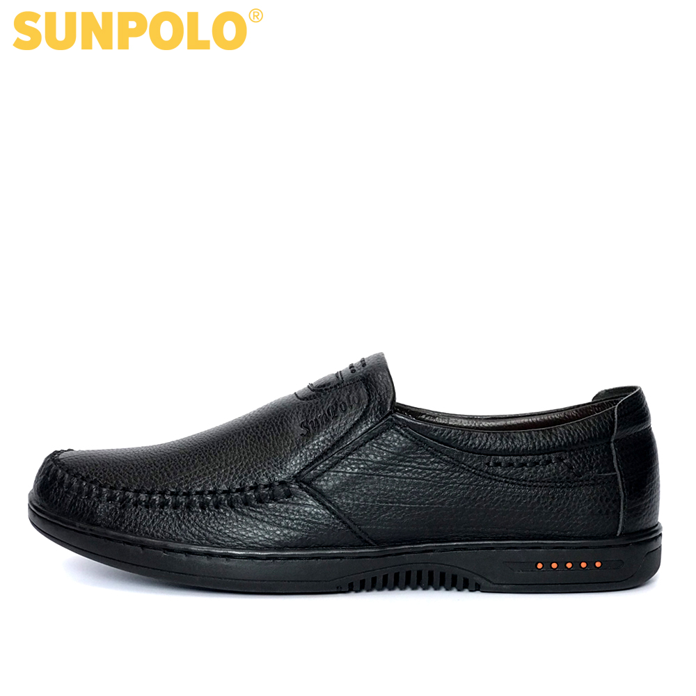 Giày nam, Giày mọi nam da bò SUNPOLO LS4010 (Đen, Nâu)
