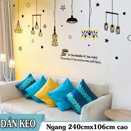 Decal trang trí tường - Đèn Dây Vàng hiện đại 03