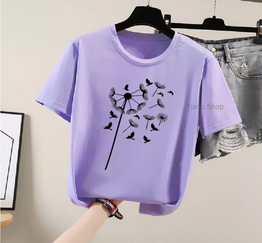 [HCM]Áo thun nữ form rộng Hàn Quốc in hình Bồ Công Anh dễ thương vải dày mịn mát không phai màu không dính giặt