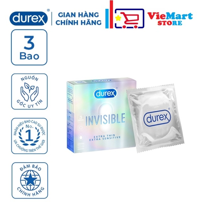 Bao cao su Durex Invisible Extra Sensitive 3 bao (Mới). nhập khẩu
