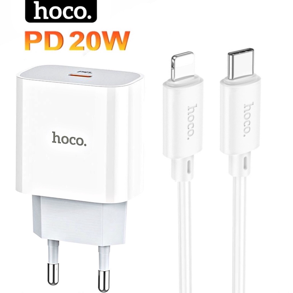 Bộ sạc nhanh iphone 20w chính hãng hoco - củ sạc ip tiêu chuẩn pd20w cho ip 14 15 13 12 11 xsmax ..