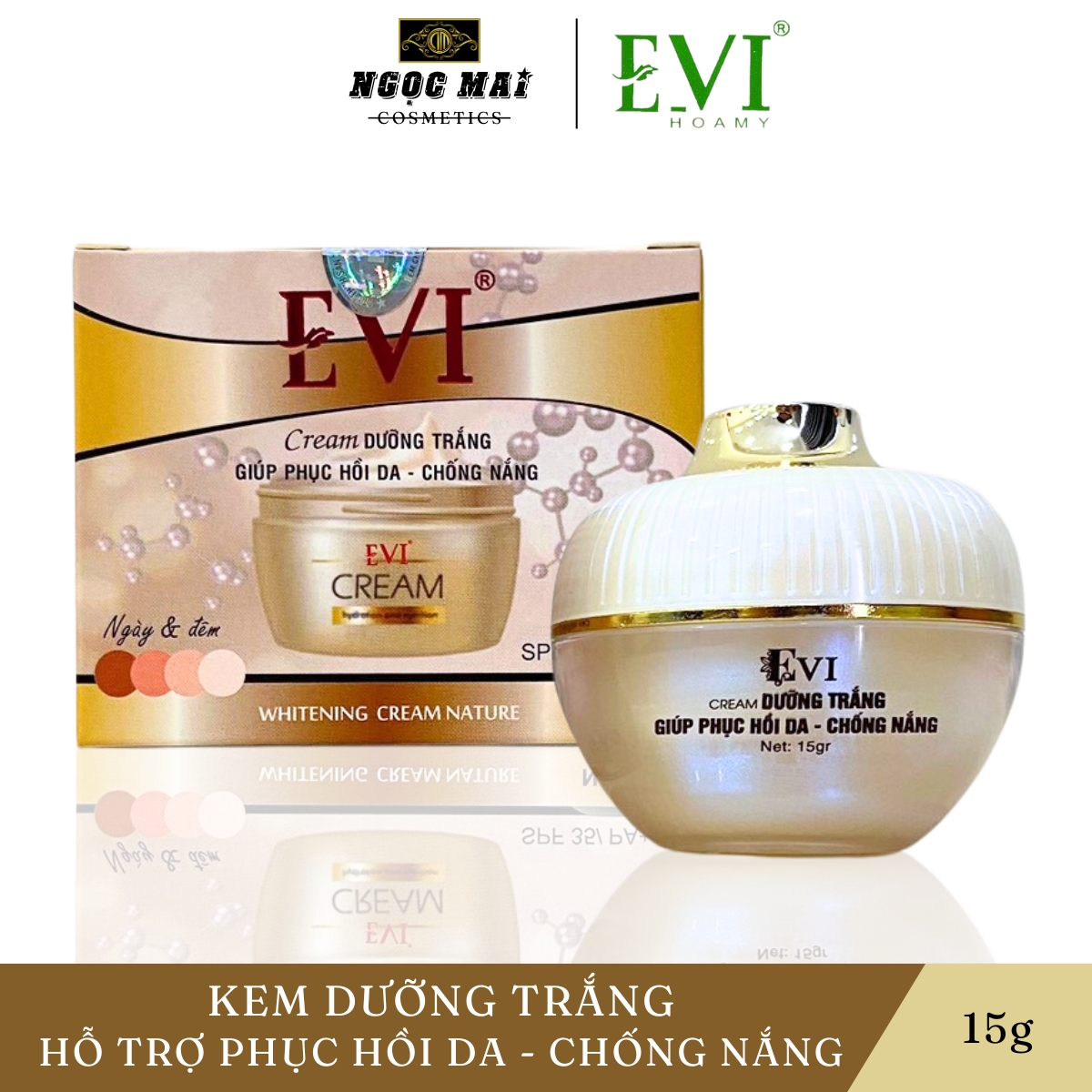 [Mẫu Mới] Kem dưỡng trắng da mặt - phục hồi da - chống nắng EVI thế hệ mới 20g