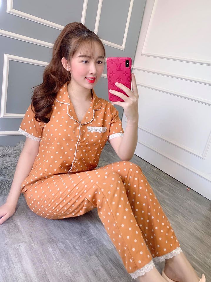 ĐỒ BỘ PIJAMA NỮ CHẤM BI ĐẸP KATE LỤA MỀM MỊN THOÁNG MÁT