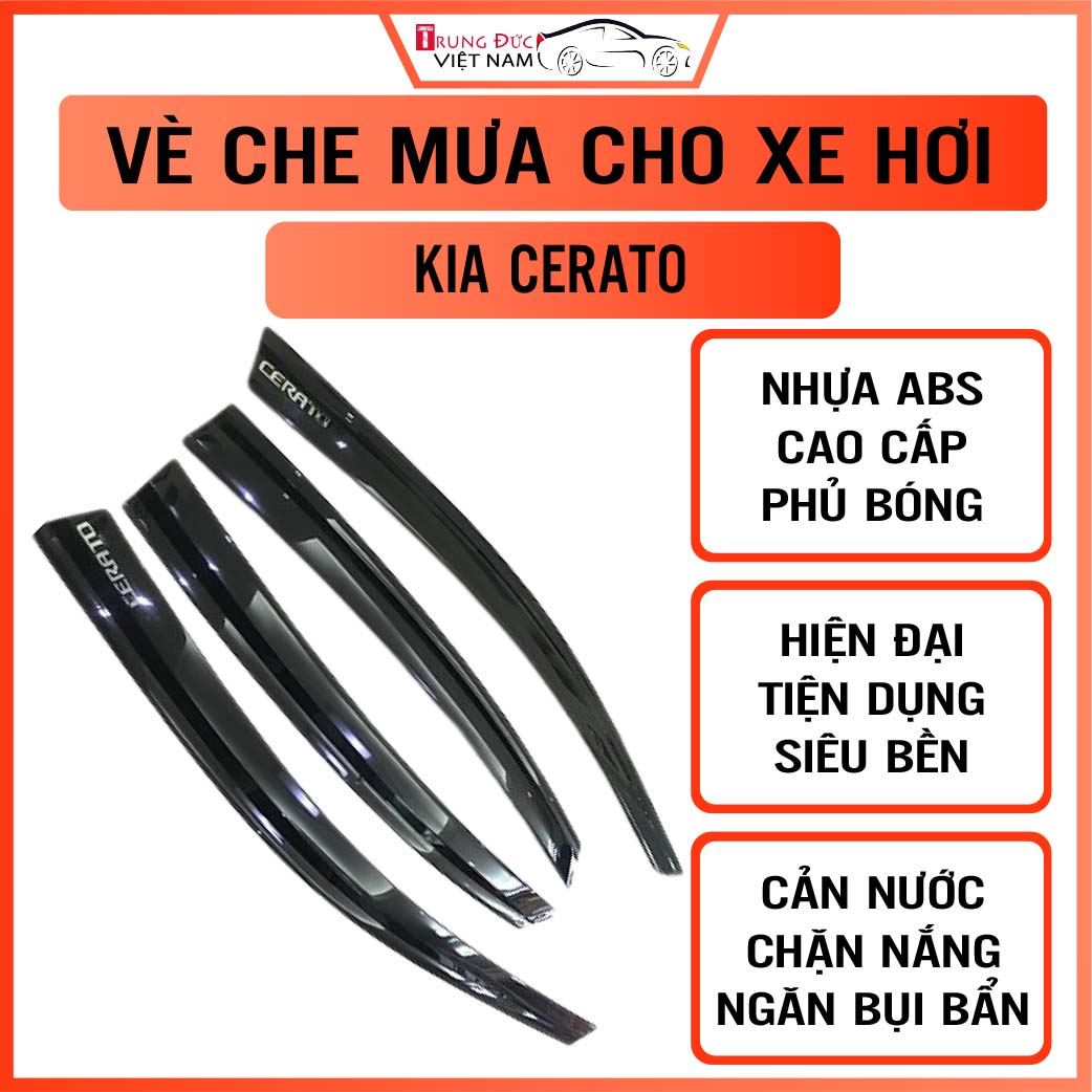 Bộ vè che mưa cho xe KIA CERATO, chất liệu nhựa ABS cao cấp