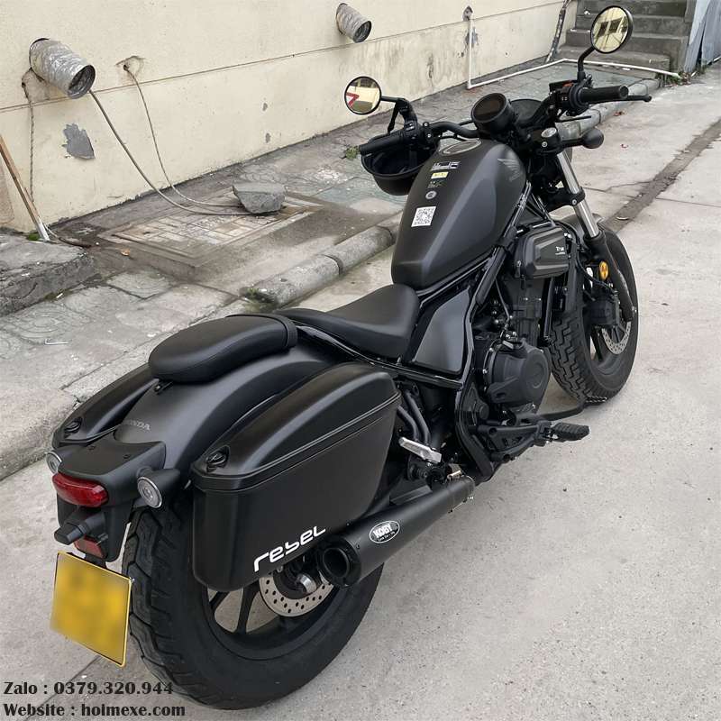 Cặp thùng hông honda rebel 300-500 đen nhám +pass ốc vít