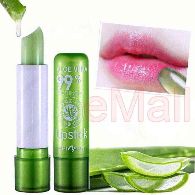 Son dưỡng môi Nha đam Aloe Vera - Son gió lên màu 100% thiên nhiên cao cấp