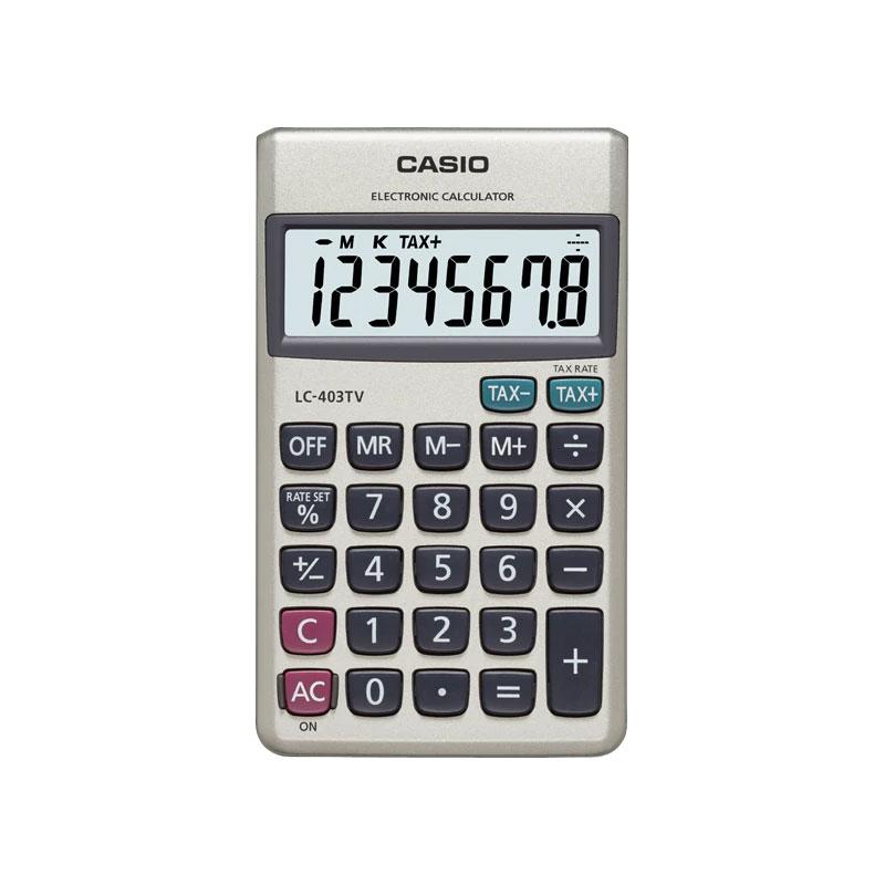 Máy tính CASIO LC-403TV chính hãng, hiển thị 8 số, nhỏ gọn, bỏ vừa túi áo, tính chính xác