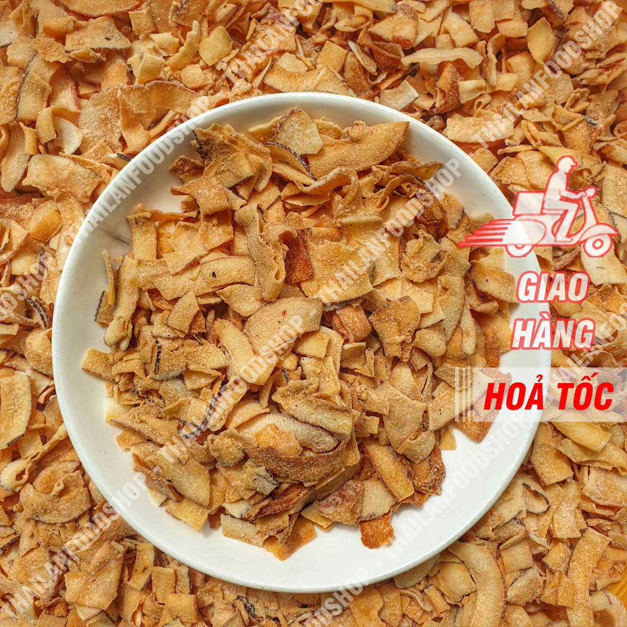 Cơm Dừa Sấy Giòn Lon 400Gr & Túi 1KG