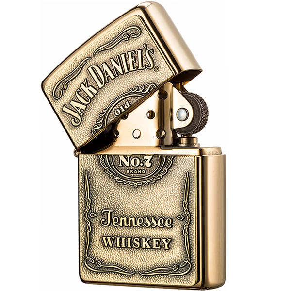 Hộp Quẹt Bật Lửa Zippo Jack Daniel's Label Brass Emblem Pocket Lighter (Vàng)