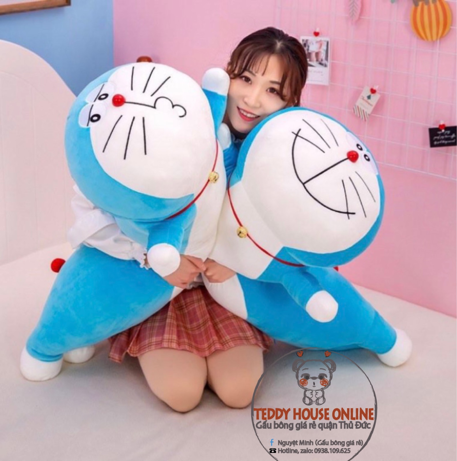 Gấu bông Đô Rê Mon dáng ôm 1m4