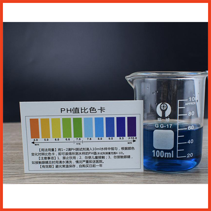 Dung dịch test pH kiểm tra nguồn nước - Thuốc thử ph, dung dịch thử ph 4-10 kèm 1 gói quỳ tím 80 miếng thử