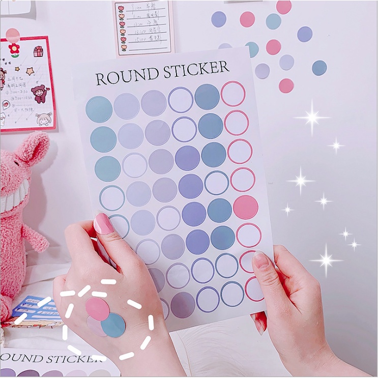 Set 48 miếng sticker chấm tròn vintage nhiều màu sắc